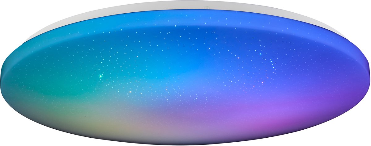 Brilliant Kieran - plafonnier - ø 49cm - LED 42w - effet ciel étoilé - CCT, 3000-6500k - couleurs blanc et RGB - dimmable - blanc