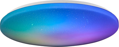 Brilliant Kieran - plafonnier - ø 49cm - LED 42w - effet ciel étoilé - CCT, 3000-6500k - couleurs blanc et RGB - dimmable - blanc