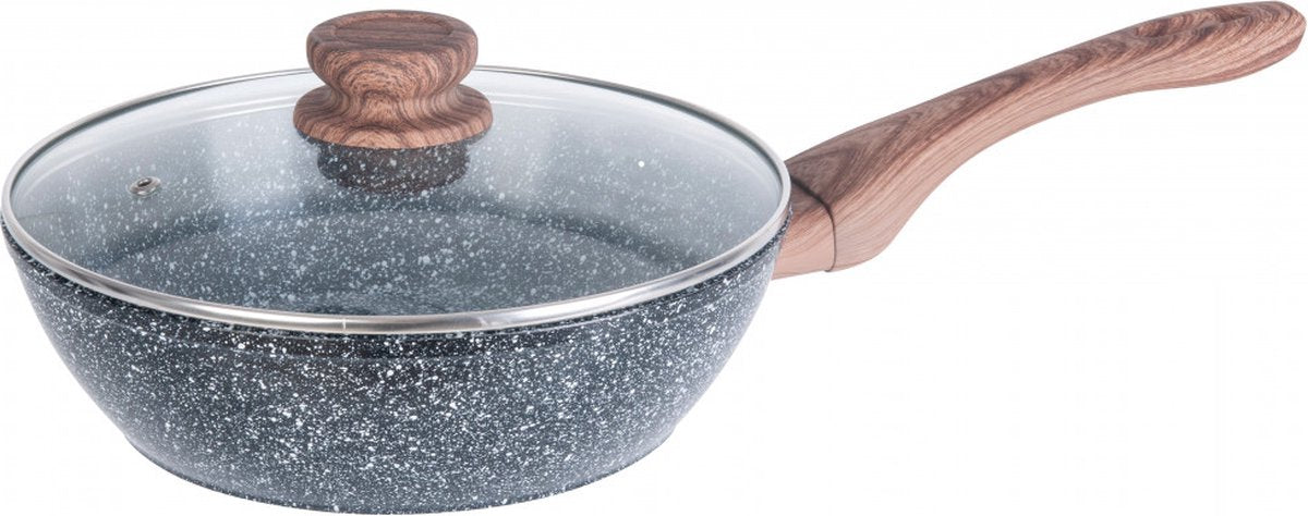 Kinghoff 1583 - poêle wok avec couvercle - bois de granit - 24 cm
