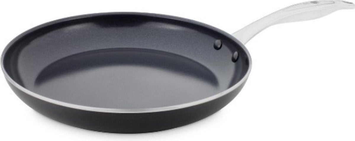 Poêle à frire antiadhésive en céramique Greenpan brussels ø30 cm – sans pfas – poêle à induction – passe au four jusqu'à 220°c – passe au lave-vaisselle – chauffe rapide – poignées en acier inoxydable – noir