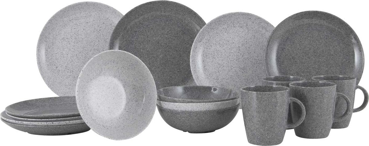 Vaisselle Gimex solid line - granit - gris - 16 pièces