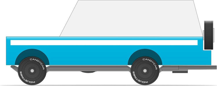 Candylab Toys Candycar World : Mississipi Mule Bleu (T278) 8,4 x 4,1 x 3 cm, moulé sous pression en bois, magnétique, dans une boîte cadeau, 3+