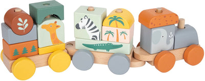 Blocs d'empilement en bois de petit pied SAFARI TRAIN, 16DLG.