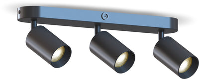 Plafonnier Calex - 3 lumières - spot en saillie - ovale - noir - or