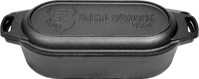 Valhal outdoor - cocotte double poêle 2l - petite cocotte, fonte, ovale, motif grill, vh2l