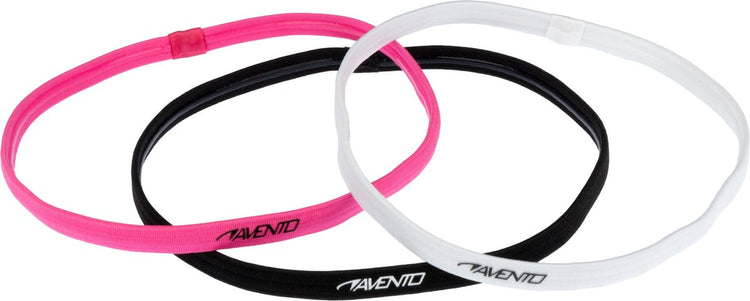 Avento élastique pour cheveux de sport - 3 pièces - rose noir blanc - antidérapant