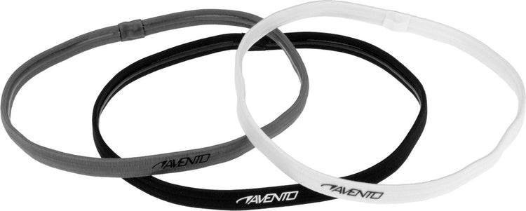 Avento élastique pour cheveux de sport - 3 pièces - noir gris blanc - antidérapant