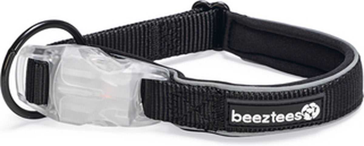 Beeztees équipement de sécurité parinca - collier pour chien - LED - nylon - noir - 35-40x2 cm