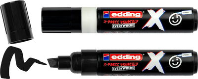 Edding 6900 x multimarqueur - lot de 2 noir + blanc - convient à toutes les surfaces - pointe biseautée 2-10 mm - encre végétalienne - en plastique recyclé - produit localement en Allemagne
