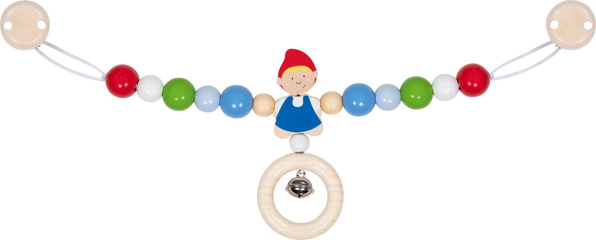 Tendeur de poussette bébé Goki : garçon l40cm, avec clips, bois, en boîte fenêtre