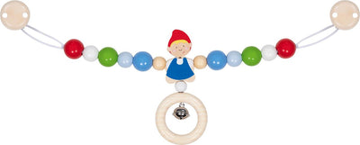 Tendeur de poussette bébé Goki : garçon l40cm, avec clips, bois, en boîte fenêtre