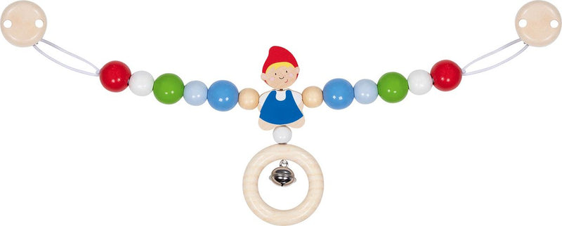 Tendeur de poussette bébé Goki : garçon l40cm, avec clips, bois, en boîte fenêtre