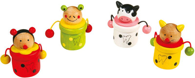 Petit pied de dents de lait en bois pot animal, 4st.