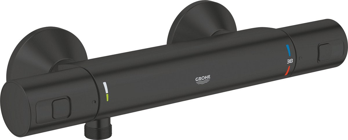 Robinet de douche thermostatique Grohe Precision Start - 15 cm - économie d'eau - raccords inclus - noir mat