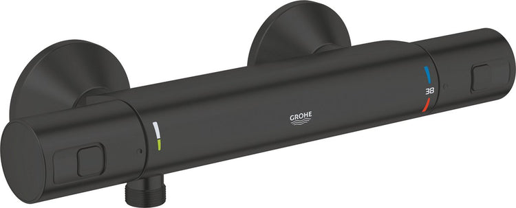 Robinet de douche thermostatique Grohe Precision Start - 15 cm - économie d'eau - raccords inclus - noir mat