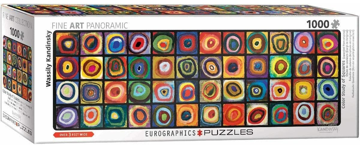 Eurographics - étude des couleurs : carrés (développés à partir de l'original) [farbstudy : quadrate (développé à partir de l'original)] - Wassily Kandinsky - 1000 pièces 96×32cm (l×h) - puzzle panorama fine art