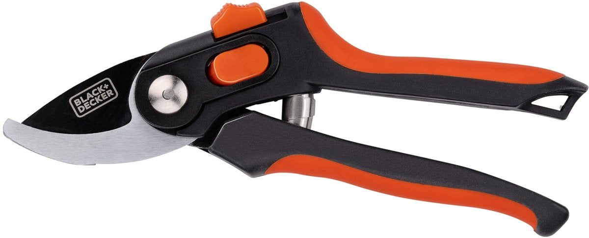 Cisailles de jardin Black+decker - 20,3 cm - lames en acier trempé - épaisseur de coupe 13 mm - noir orange