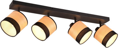 Rl vis ta lumière réalité bolzano - spot - noir mat - excl. 4x e14 10w - abat-jour aspect bois
