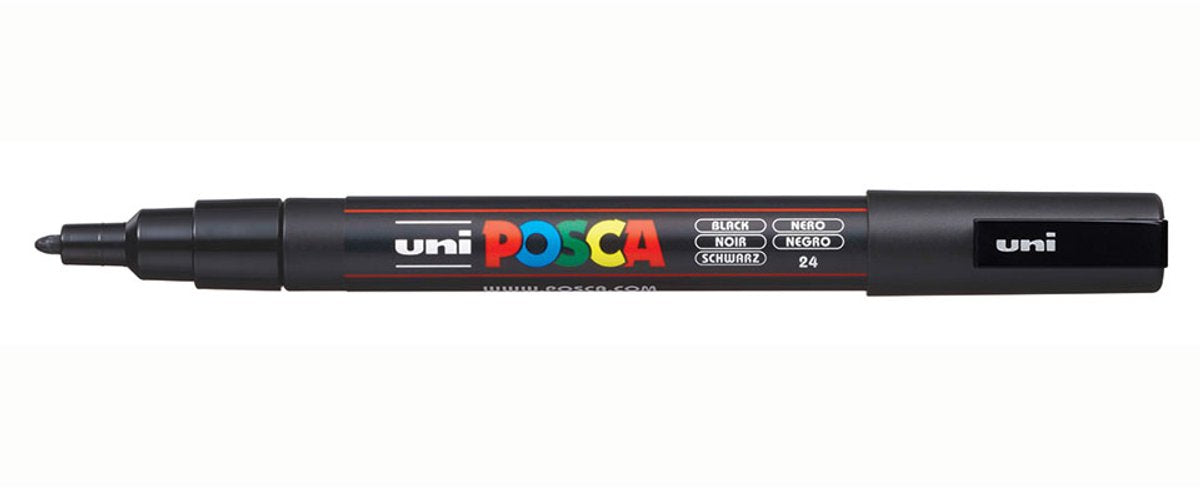 Posca surligneur pc-3m noir (6 pièces)