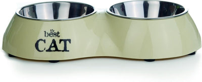 Beeztees best cat - service de table chat - beige - 26,5x15x4,5 - 2x 160 ml