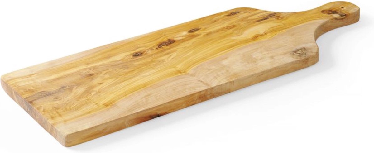 Planche de service Hendi avec poignée – bois d'olivier – 600x200x18 mm – traditionnelle et unique