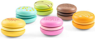 Woet ® ensemble de macarons en bois - 6 pièces avec velcro - nourriture jouet pour enfants - jouets de cuisine de jeu de rôle - à partir de 2 ans