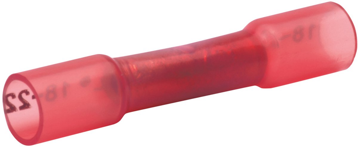 Connecteur bout à bout Klauke (670ws) avec gaine thermorétractable avec colle 1mm rouge isolé (sachet 100 pièces) -