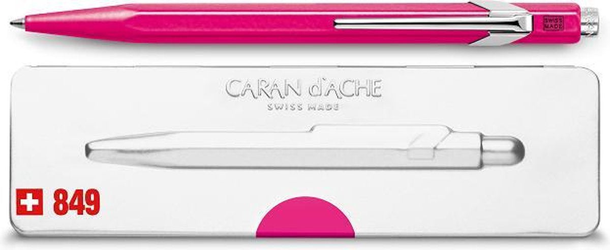 Stylo bille Caran d'ache 849 popline rose fluo