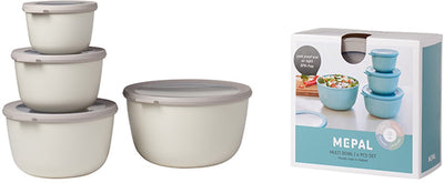 Mepal - coffret de conservation alimentaire cirqula multi bols - 500 + 1000 + 2000 + 3000 ml - rond - blanc nordique