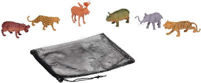 Eddy Toys Ensemble de Jeu d'animaux Sauvages 6 pièces - Jouets d'animaux pour Enfants dans Un Sac - Jouets d'animaux en Plastique Jungle - Jouets d'animaux de Safari - Ensemble de Jouets de Figurines d'animaux