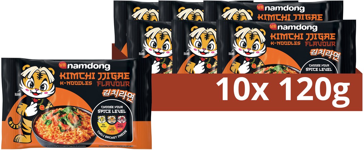 Namdong snack - kimchi jjigae - nouilles instantanées au goût de kimchi à la coréenne - 10 x 120 g