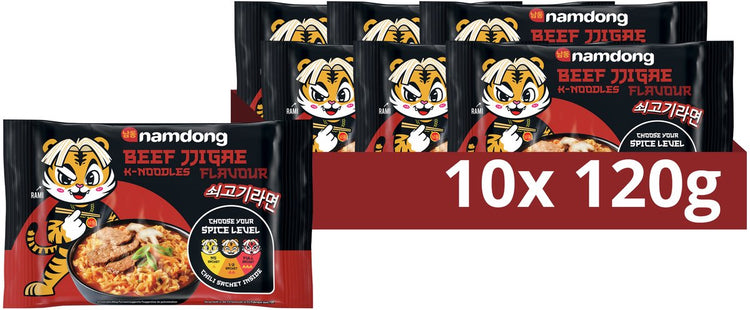 Namdong snack - jjigae de bœuf - nouilles instantanées au goût de bœuf à la coréenne - 10 x 120 g