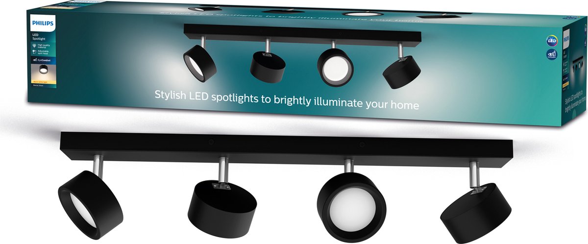 Philips LED Philips Bracia Bar noir 27k 4x5,5w 27k