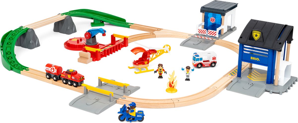 Ensemble de trains de l'équipe Brio Rescue