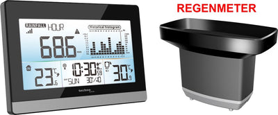 Station météo Technoline - ws 9016 - 180x110x38mm - argent noir - avec pluviomètre - tl-ws9016