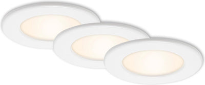 Briloner Thin - spots encastrables lot de 3 - 3 x LED 6w 450lm - ip44 (salle de bain) - couleur de la lumière : blanc chaud - profondeur d'installation : 30mm - dimensions d'installation : 100mm - produit : ø115mm - blanc