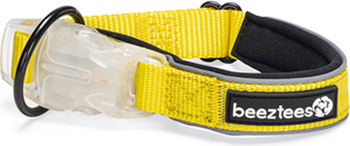 Beeztees équipement de sécurité parina - collier pour chien - nylon - jaune - 30-35x2 cm