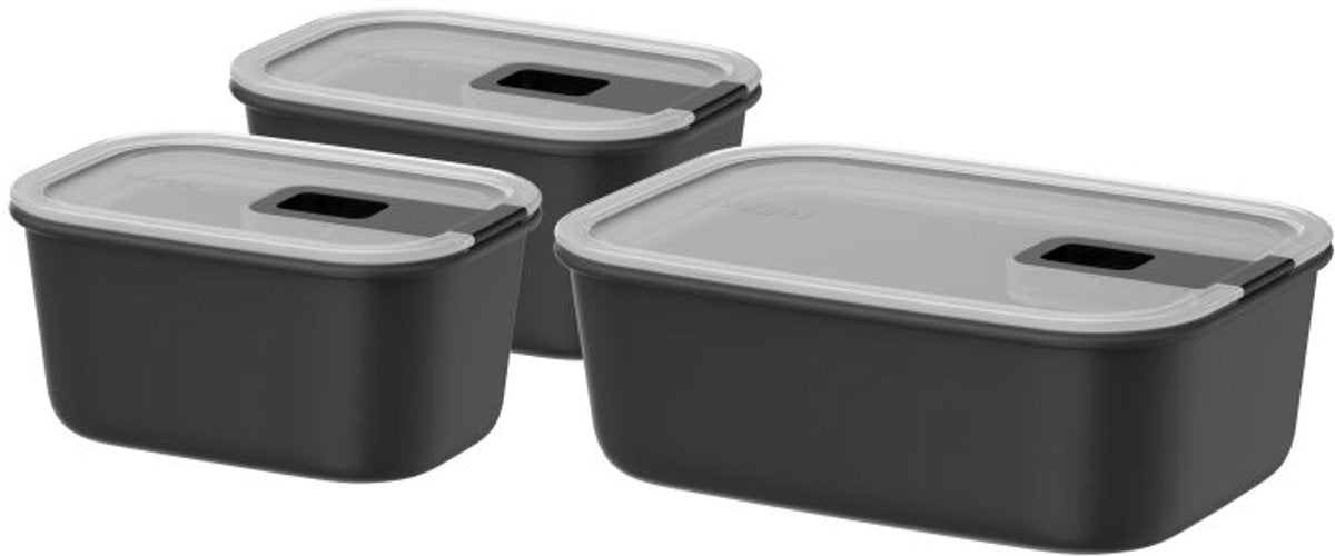 Mepal coffret de conservation alimentaire easyclip - 2x 450 + 1000 ml - récipients alimentaires avec fermeture coulissante - convient au micro-ondes. four à vapeur. réfrigérateur et congélateur - noir nordique