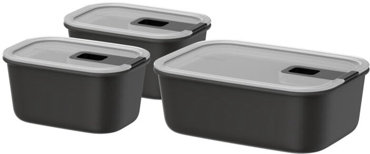 Mepal coffret de conservation alimentaire easyclip - 2x 450 + 1000 ml - récipients alimentaires avec fermeture coulissante - convient au micro-ondes. four à vapeur. réfrigérateur et congélateur - noir nordique