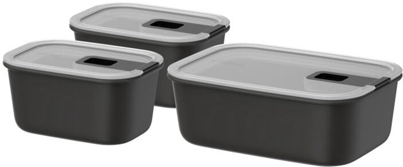Mepal coffret de conservation alimentaire easyclip - 2x 450 + 1000 ml - récipients alimentaires avec fermeture coulissante - convient au micro-ondes. four à vapeur. réfrigérateur et congélateur - noir nordique