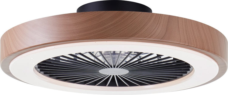 Brilliant slimline - ventilateur de plafond - avec éclairage - LED 40w - 3000k-6500k - dimmable - noir avec bord structure en bois - très silencieux