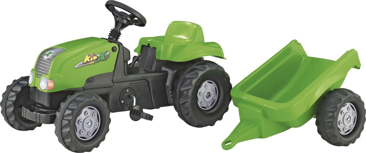 Rolly Toys Stair Tracteur Rollykid-X + Trailer Green
