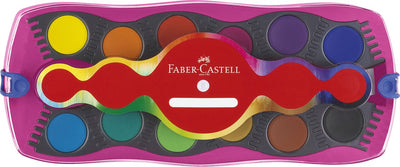 Faber-castell set aquarelle - connecteur - 12 couleurs + 1 tube de paillettes arc-en-ciel + autocollants licorne - fc-125002