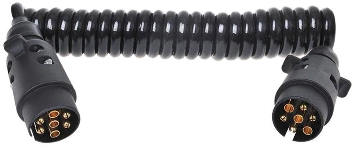 Câble spiralé Proplus - 3m - 2x fiche - 7 broches - PVC - noir