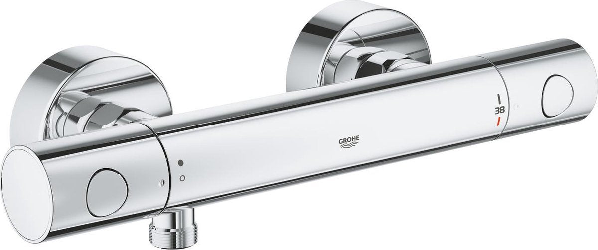 Robinet de douche thermostatique Grohe Grohtherm 800 cosmopolitan - 15 cm - économie d'eau - raccords inclus - chrome