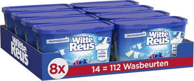 Capsules de détergent géantes blanches 3+1 power caps | 8 x 14 lavages | 112 lavages | emballage de valeur