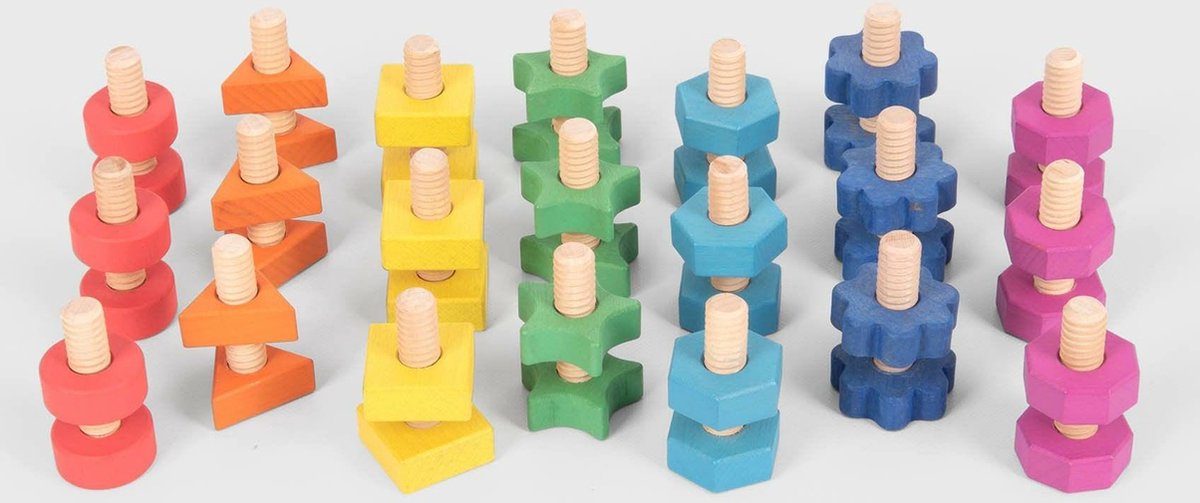 Tickit écrous boulons en bois arc-en-ciel - pk21