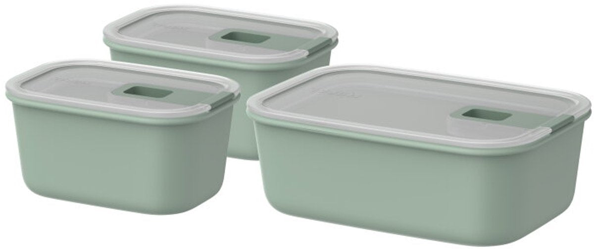 Mepal coffret de conservation alimentaire easyclip - 2x 450 + 1000 ml - récipients alimentaires avec fermeture coulissante - convient au micro-ondes. four à vapeur. réfrigérateur et congélateur - sauge nordique