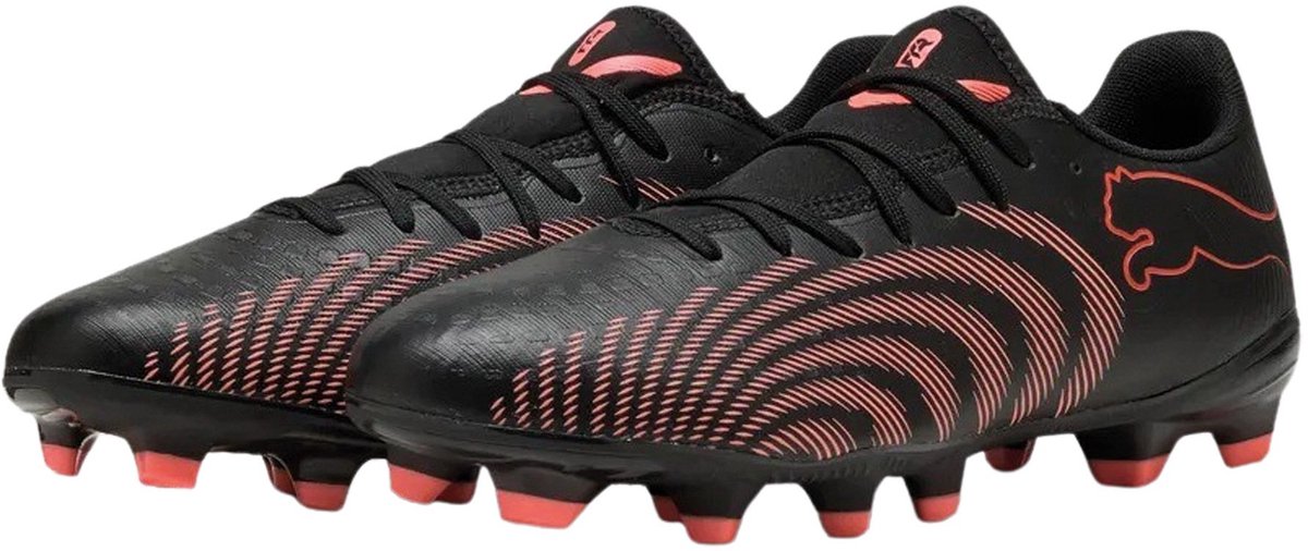 Puma future 9 play fg ag chaussures de sport unisexes - noir-rouge brillant-gris fort