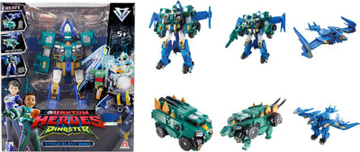 Héros quantiques dinoster dinoster - héros quantiques - figurines robots 6 en 1 - méga robots transformables - 28cm - aile stego blast